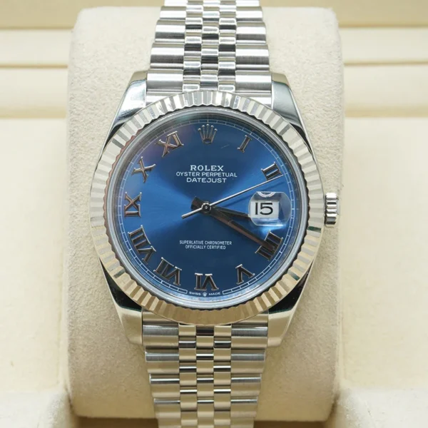 Alternative view of Rolex Datejust 41mm Blue Dial 126334 Jubilee Roman Dials