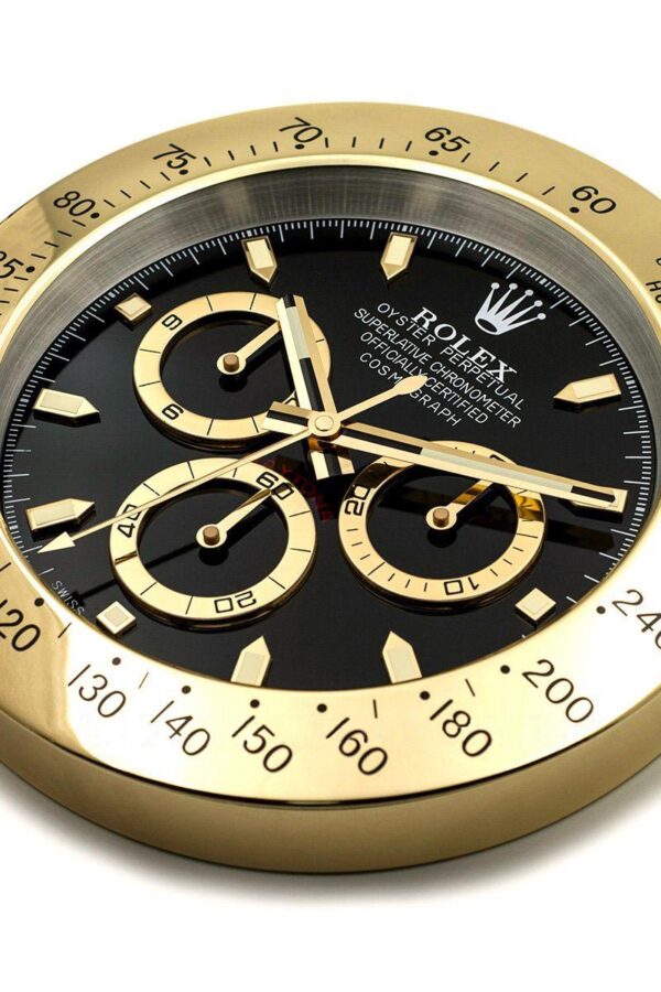Alternative view of ROLEX WALL CLOCK – DAYTONA GOLD/BLACK DIAL