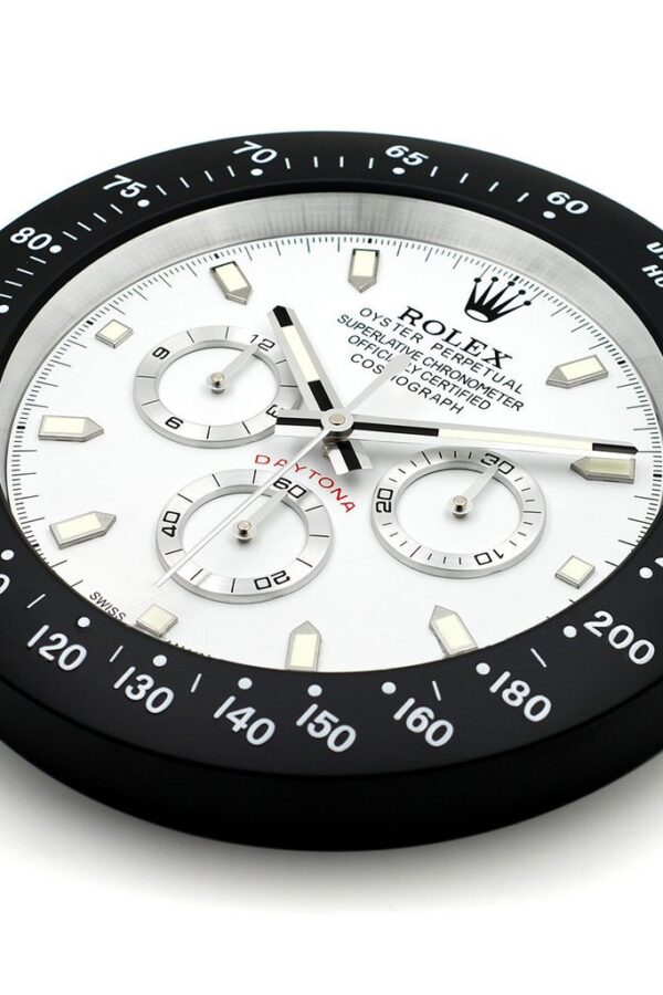 Alternative view of ROLEX WALL CLOCK – DAYTONA WHITE DIAL BLACK BEZEL