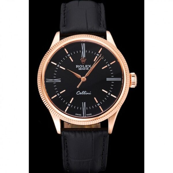 Alternative view of Superclone Rolex Cellini 39mm Black Dial 622656