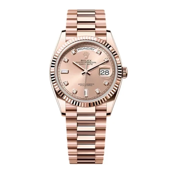 Superclone Rolex Day-Date Rosé Diamond Dial 128235-0009 36 mm