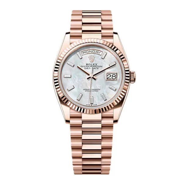 Superclone Rolex Day-Date White Mother-of-Pearl Diamond Dial 128235-0078 36 mm