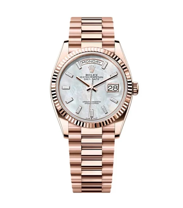 Superclone Rolex Day-Date White Mother-of-Pearl Diamond Dial 128235-0078 36 mm