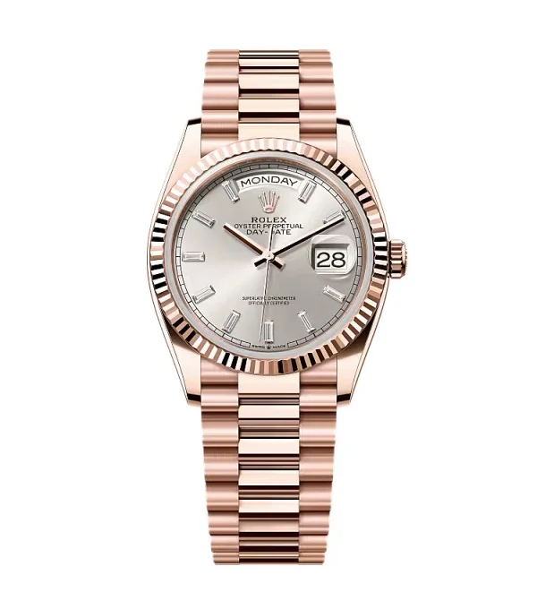 Superclone Rolex Day-Date Silver Diamond Dial 128235-0087 36 mm