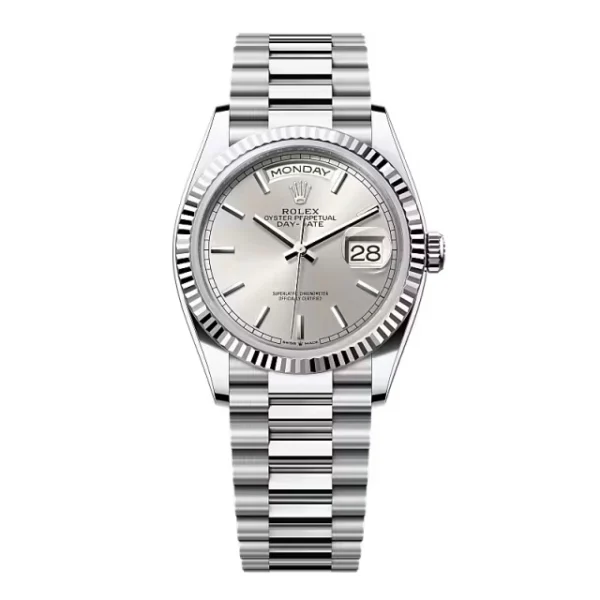Superclone Rolex Day-Date Silver Dial 128236-0001 36 mm