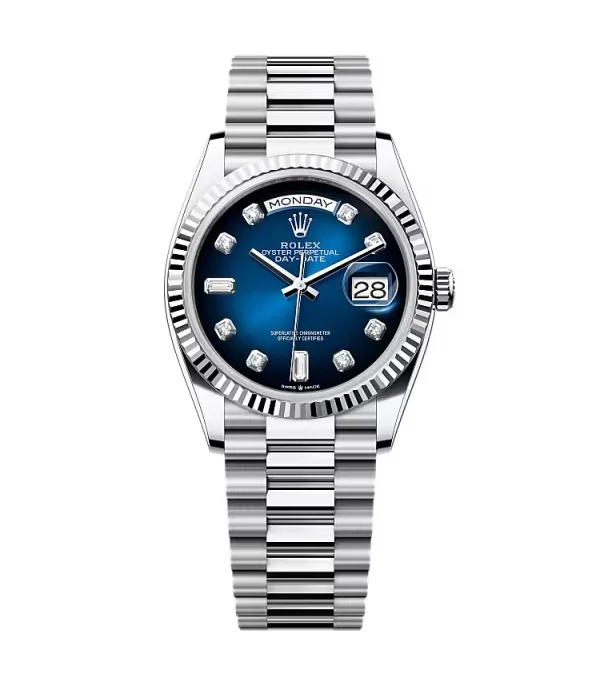 Superclone Rolex Day-Date Blue Ombré Diamond Dial 128236-0005 36 mm