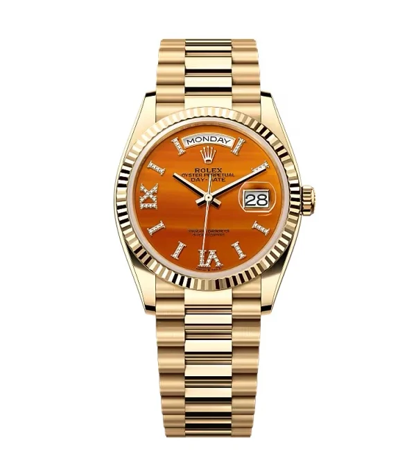 Superclone Rolex Day-Date Carnelian Diamond Dial 128238-0088 36 mm