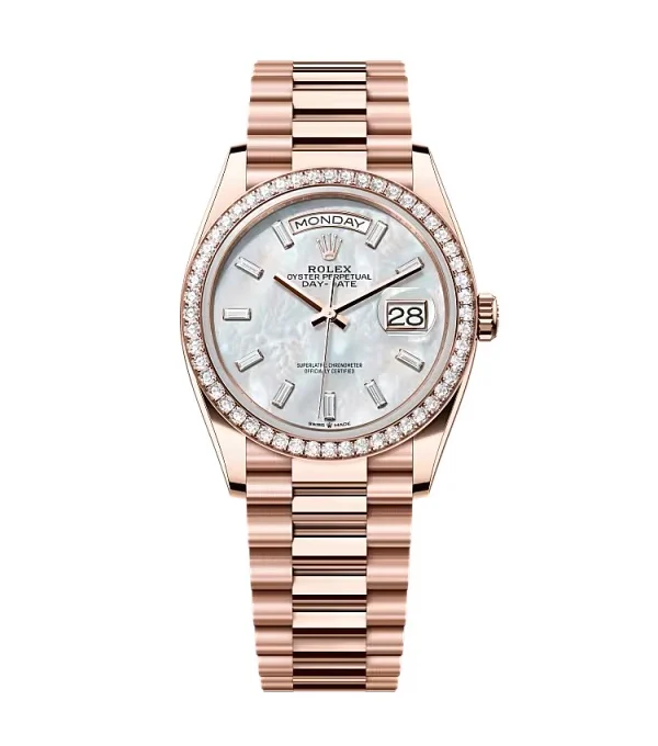 Superclone Rolex Day-Date White Mother-of-Pearl Diamond Dial 128345rbr-0077 36 mm
