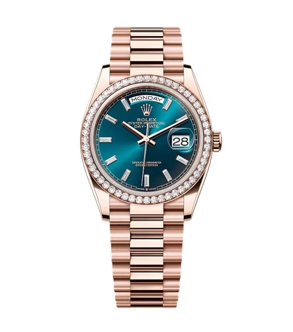 Superclone Rolex Day-Date Blue-Green Diamond Dial 128345rbr-0083 36 mm