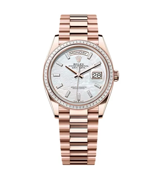 Superclone Rolex Day-Date White Mother-of-Pearl Diamond Dial 128395tbr-0026 36 mm