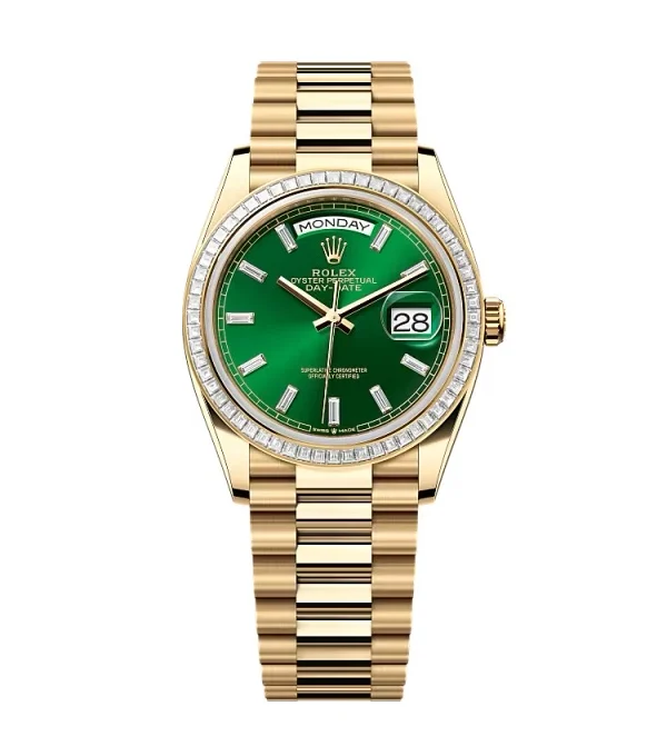 Superclone Rolex Day-Date Bright Green Diamond Dial 128398tbr-0035 36 mm