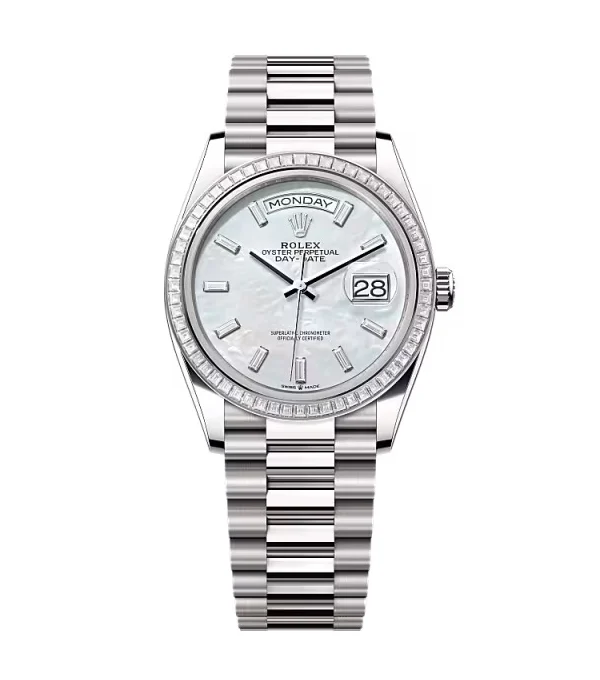 Superclone Rolex Day-Date White Mother-of-Pearl Diamond Dial 128399tbr-0023 36 mm