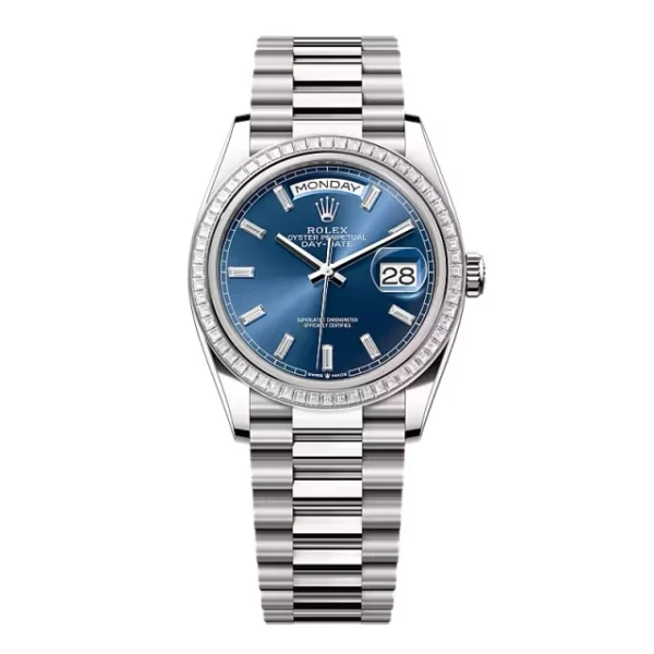Superclone Rolex Day-Date Bright Blue Diamond Dial 128399tbr-0027 36 mm