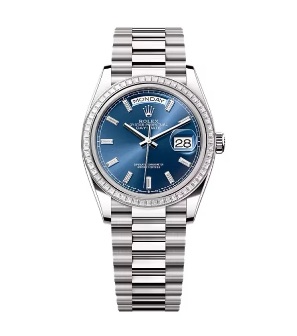 Superclone Rolex Day-Date Bright Blue Diamond Dial 128399tbr-0027 36 mm
