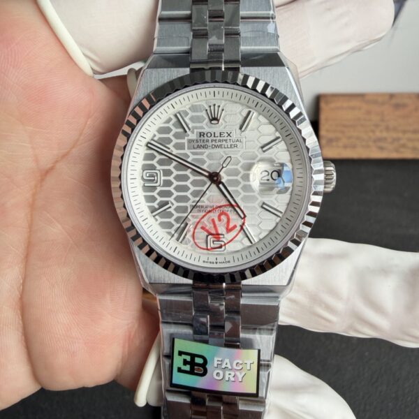 Superclone Rolex Land-Dweller White Honeycomb-Motif Dial 40mm