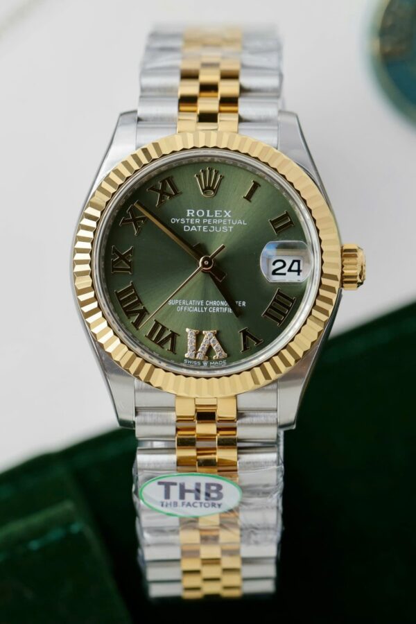 Alternative view of Rolex Datejust Olive Green Roman Diamond Dial 126233-0025 36 mm