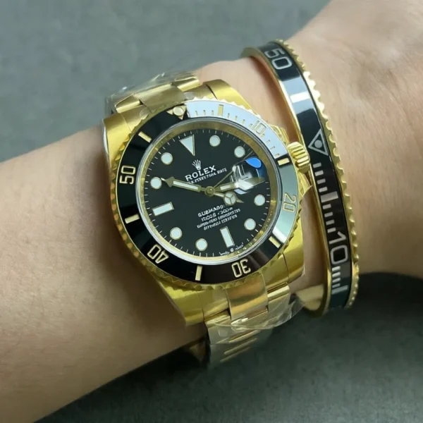 Alternative view of Black Submariner Gold Tone Bracelet