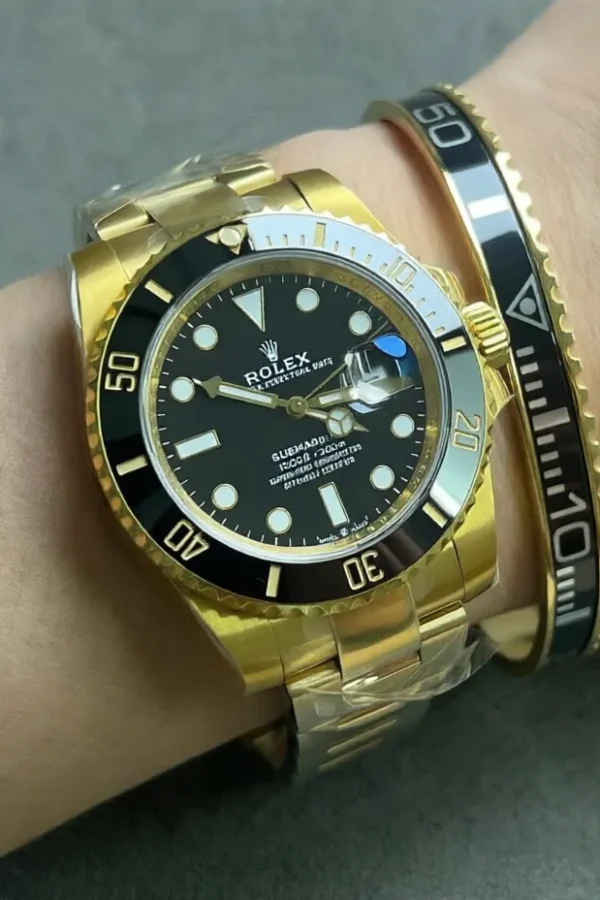 Alternative view of Black Submariner Gold Tone Bracelet