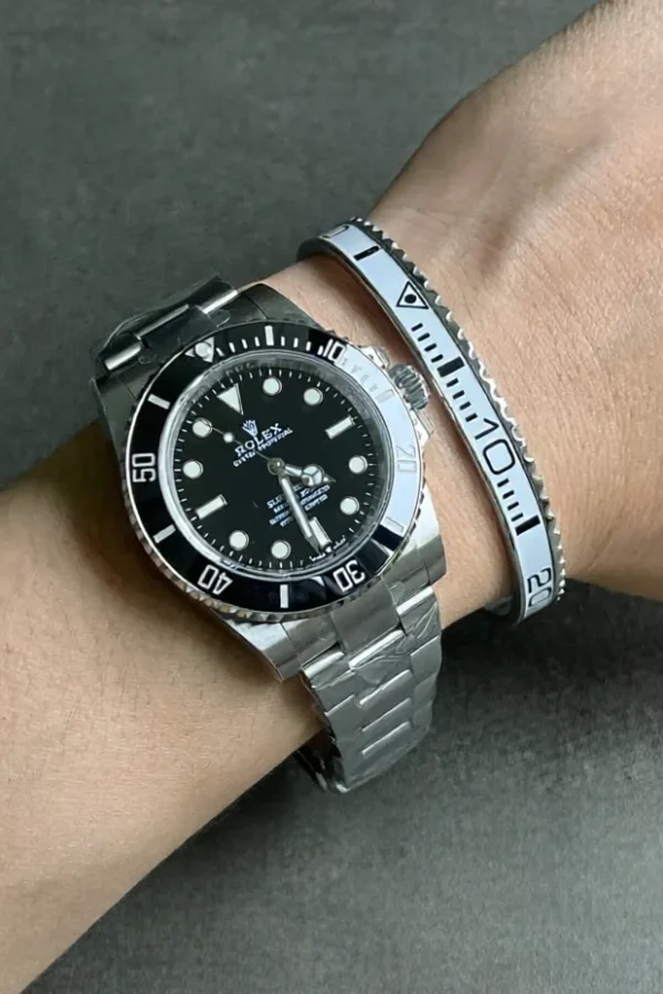 Alternative view of White Titanium Steel Bezel Bracelet
