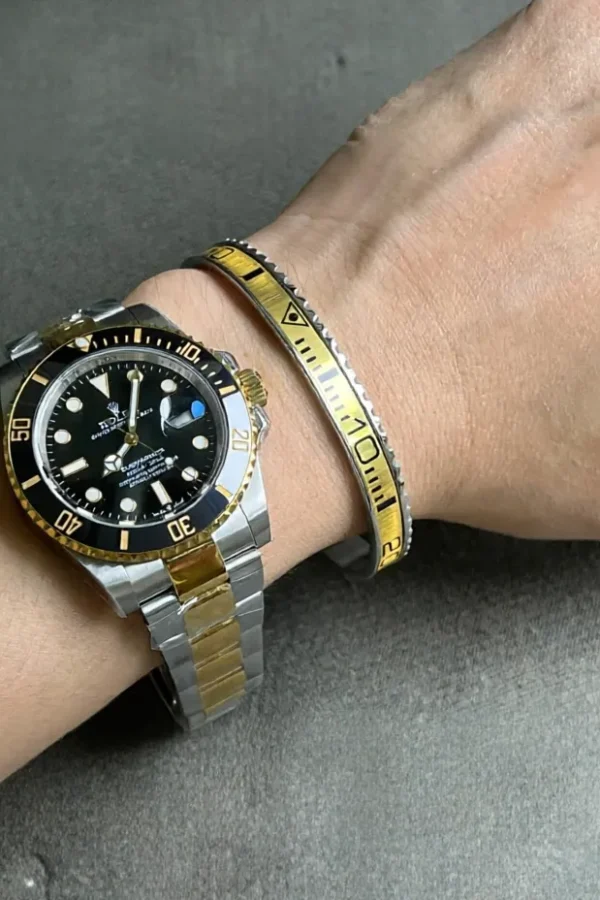 Alternative view of Yellow Titanium Steel Bezel Bracelet