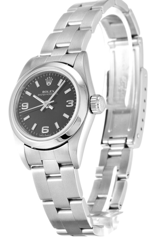 Alternative view of Replica Rolex Oyster Perpetual Lady Black Dial 67180 26 mm