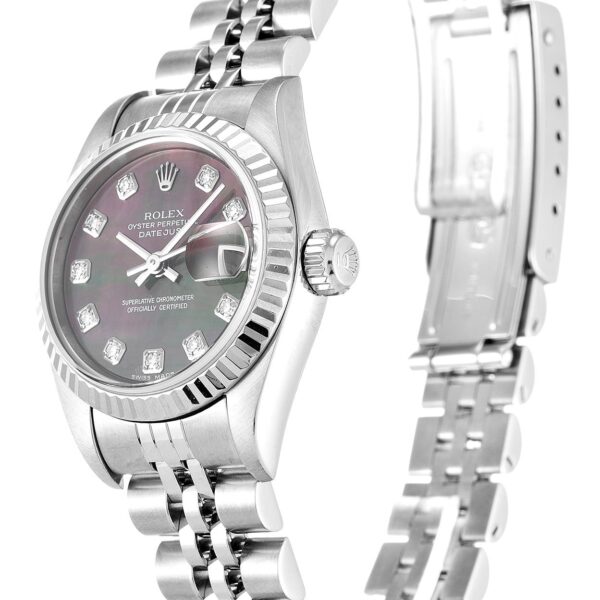 Alternative view of Replica Rolex Lady-Datejust Mother of Pearl – Black Dial 79174 26 mm