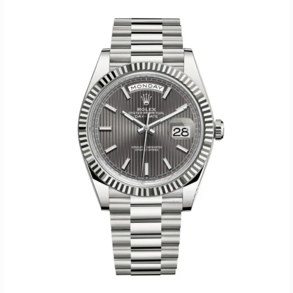 Superclone Rolex Day-Date Grey Stick Tapestry Dial 228239-0002 40 mm