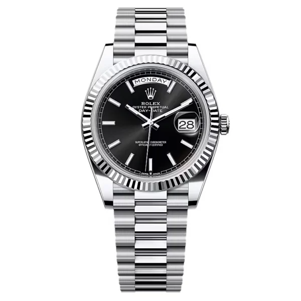 Superclone Rolex Day-Date Bright Black Dial 228236-0003 40 mm