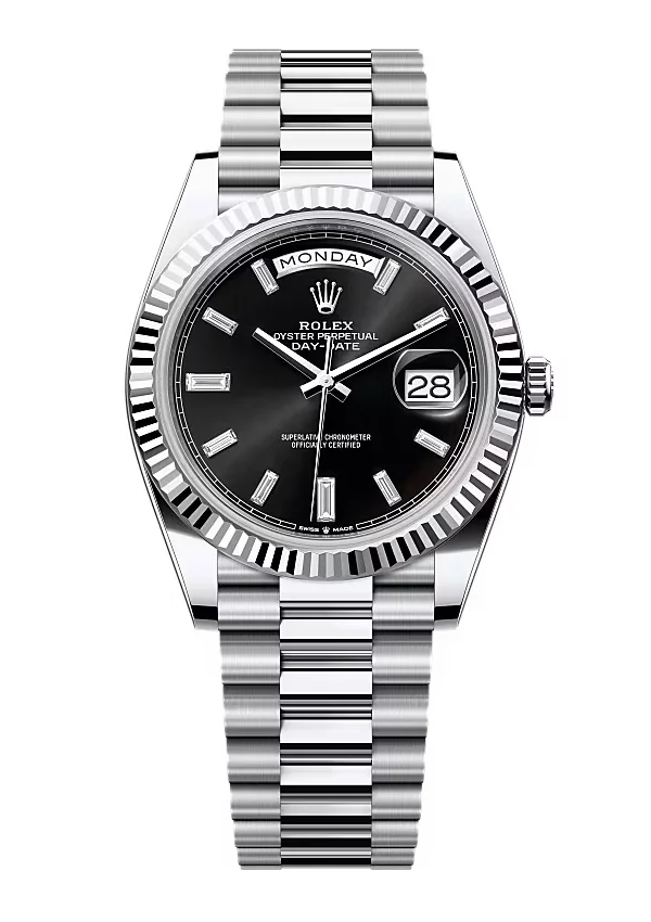 Superclone Rolex Day-Date Bright Black Diamond Dial 228236-0004 40 mm