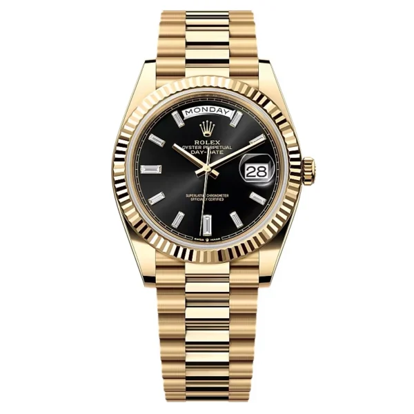 Superclone Rolex Day-Date Bright Black Diamond Dial 228238-0004 40 mm