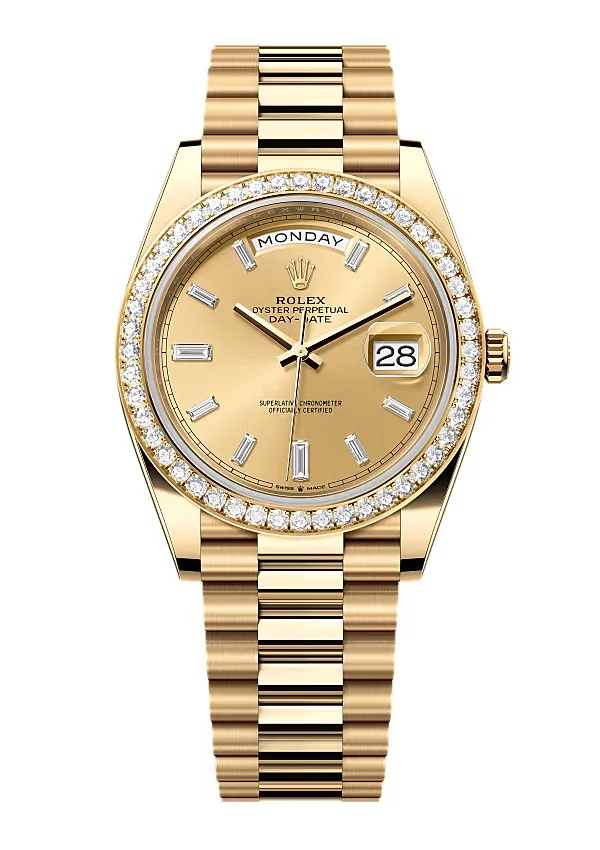 Superclone Rolex Day-Date Champagne Diamond Dial 228348rbr-0002 40 mm