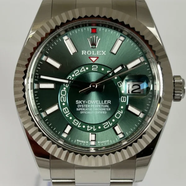 Alternative view of Superclone Rolex Sky-Dweller Mint green Dial 336934 Oyster