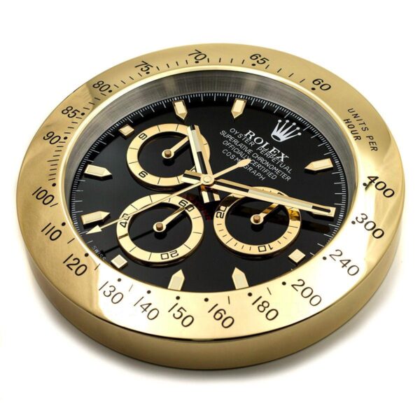 Alternative view of ROLEX WALL CLOCK – DAYTONA GOLD/BLACK DIAL