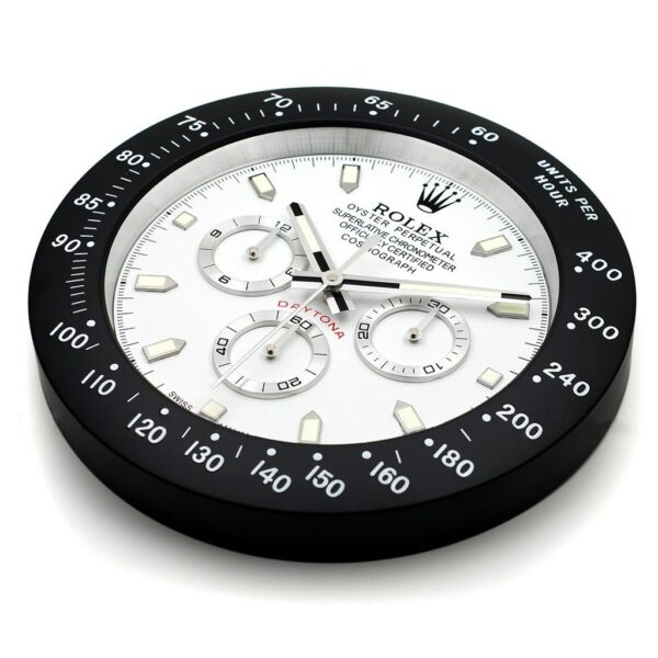 Alternative view of ROLEX WALL CLOCK – DAYTONA WHITE DIAL BLACK BEZEL