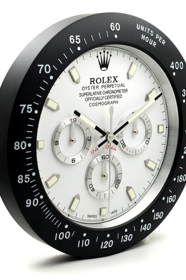 ROLEX WALL CLOCK – DAYTONA WHITE DIAL BLACK BEZEL