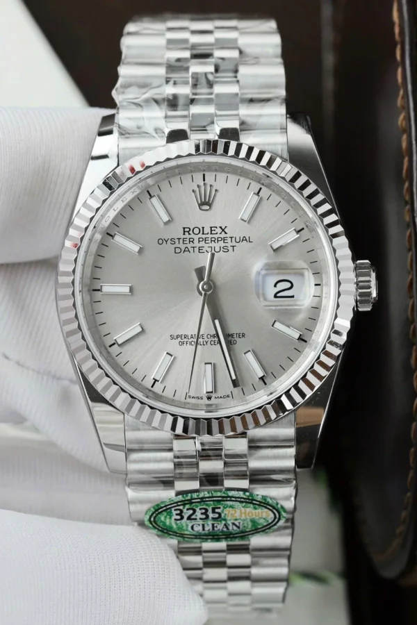 Alternative view of Replica Rolex Datejust Mid-Size Silver Dial 68274 31 mm