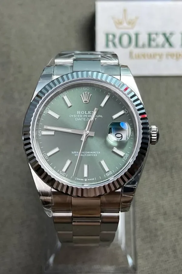 Alternative view of Rolex Datejust Mint Green Dial 126334-0027 41 mm