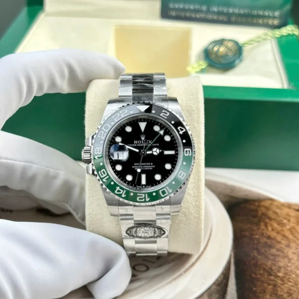 Alternative view of Replica Rolex GMT-Master II Black Dial 126720VTNR “Sprite”