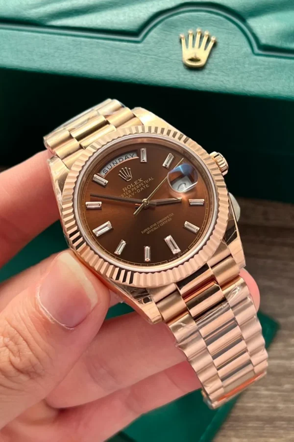 Alternative view of Superclone Rolex Day-Date Chocolate Diamond Dial 228235-0003 40 mm