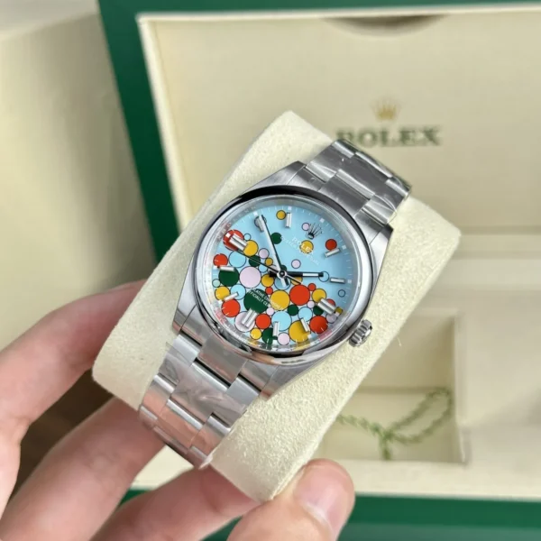 Alternative view of Superclone Rolex Oyster Perpetual Turquoise blue Dial 277200 31 mm