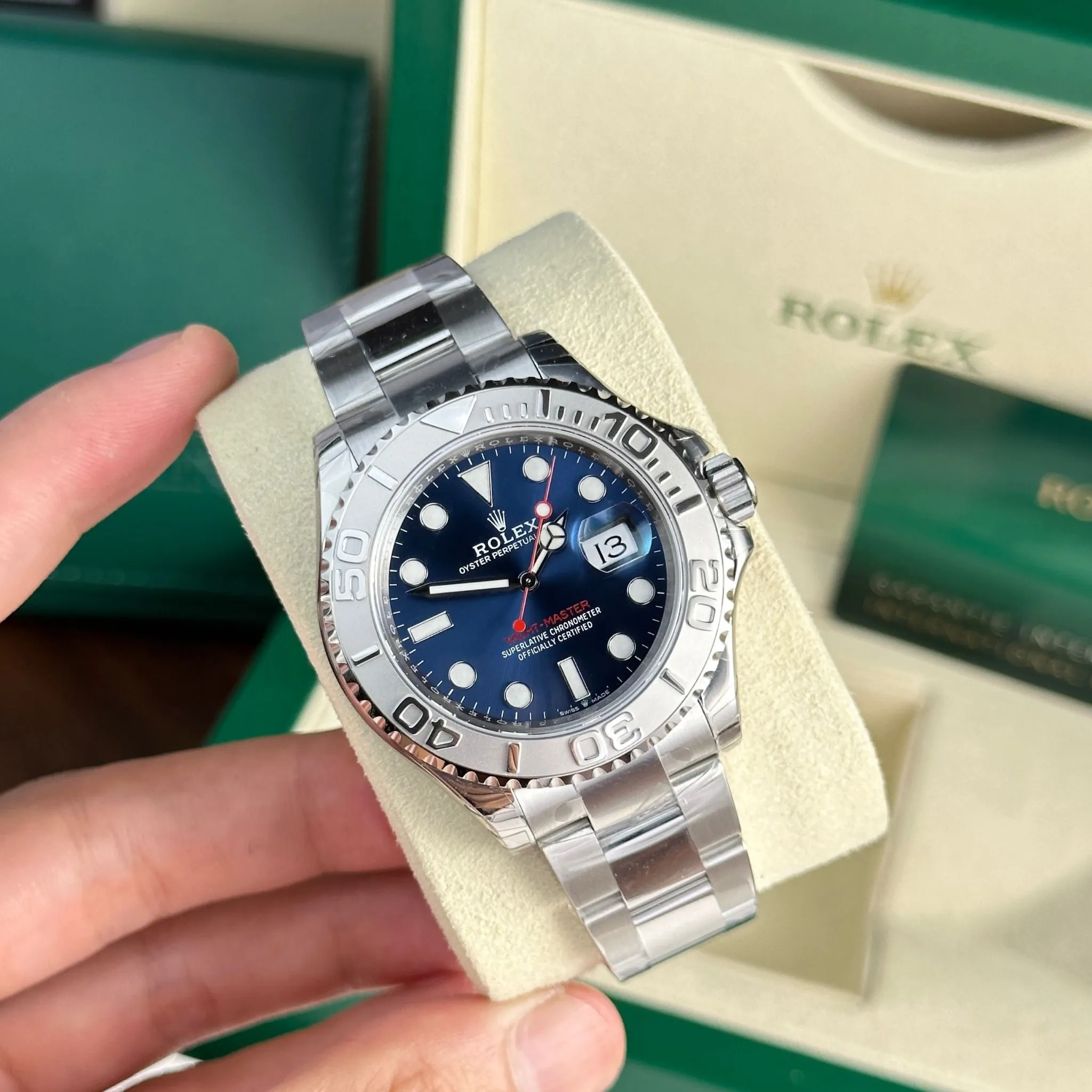 Alternative view of Superclone Rolex Yacht-Master Blue Dial 126622