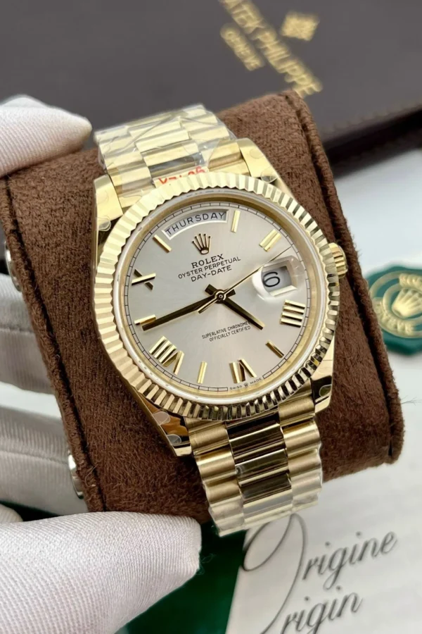 Alternative view of Superclone Rolex Day-Date Silver Dial 228238-0002 40 mm