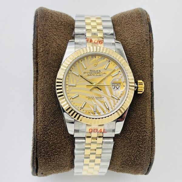 Alternative view of Replica Rolex Datejust Gold Palm Motif Dial 126233 36 mm