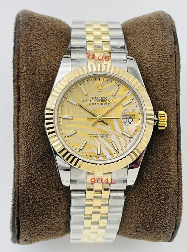 Alternative view of Replica Rolex Datejust Gold Palm Motif Dial 126233 36 mm