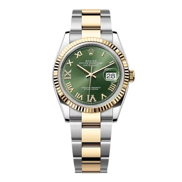Rolex Datejust Olive Green Roman Diamond Dial 126233-0026 36 mm