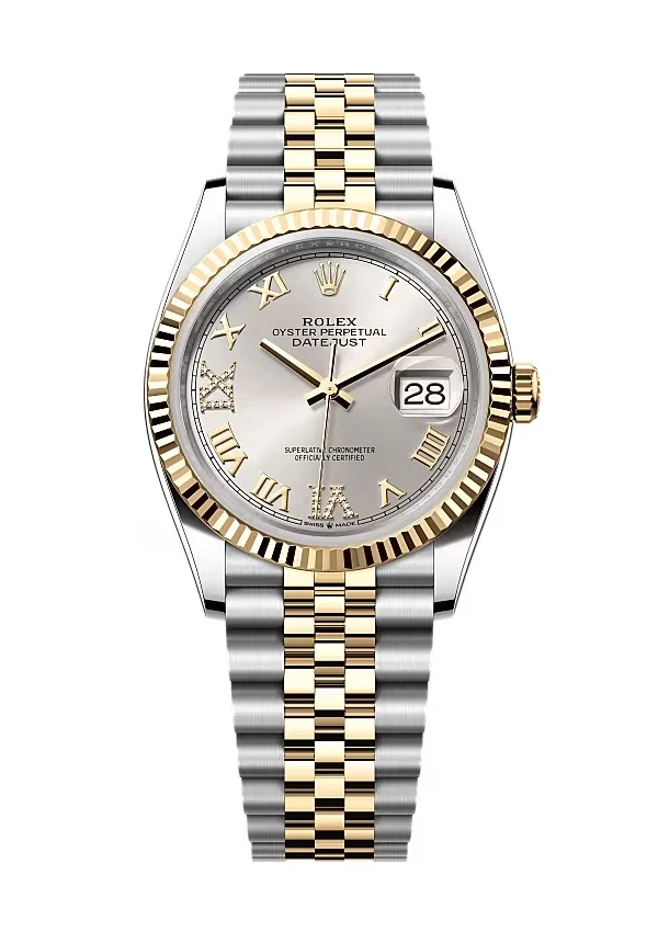 Rolex Datejust Silver Roman Diamond Dial 126233-0031 36 mm