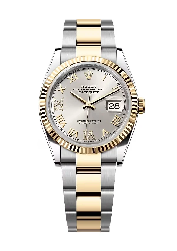 Rolex Datejust Silver Roman Diamond Dial 126233-0032 36 mm