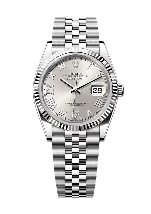 Rolex Datejust Silver Roman Diamond Dial 126234-0029 36 mm