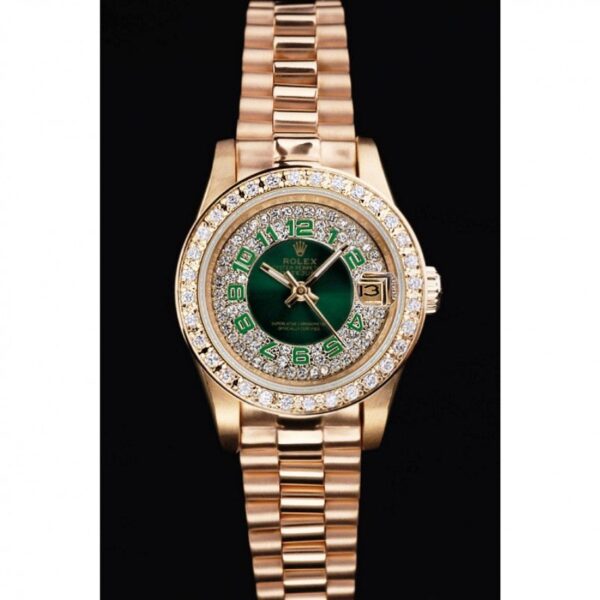 Alternative view of Replica Rolex Datejust Green Dial RL39 28 mm