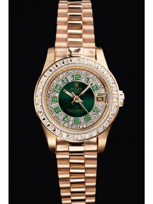 Alternative view of Replica Rolex Datejust Green Dial RL39 28 mm